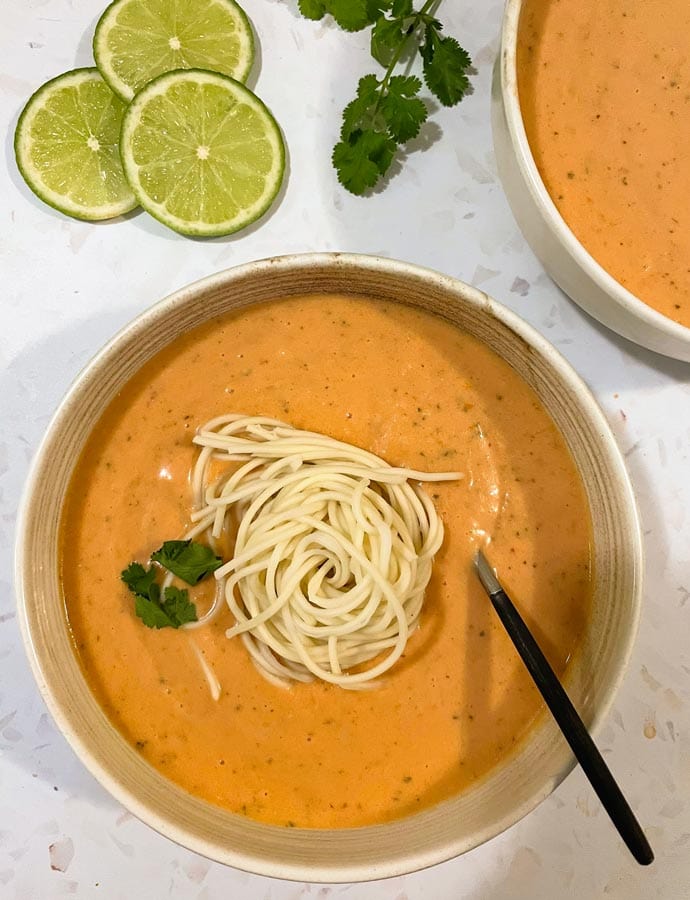 Roasted Tomato Coriander and Noodle Soup Food Daydreaming