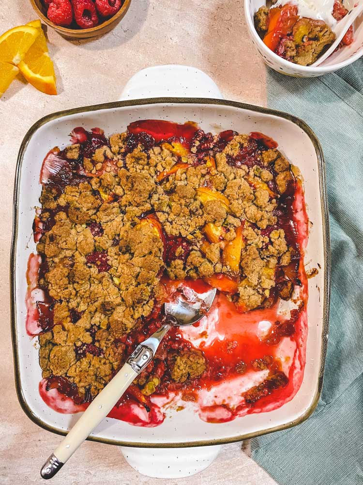 Raspberry and Nectarine Pistachio Crumble Food Daydreaming